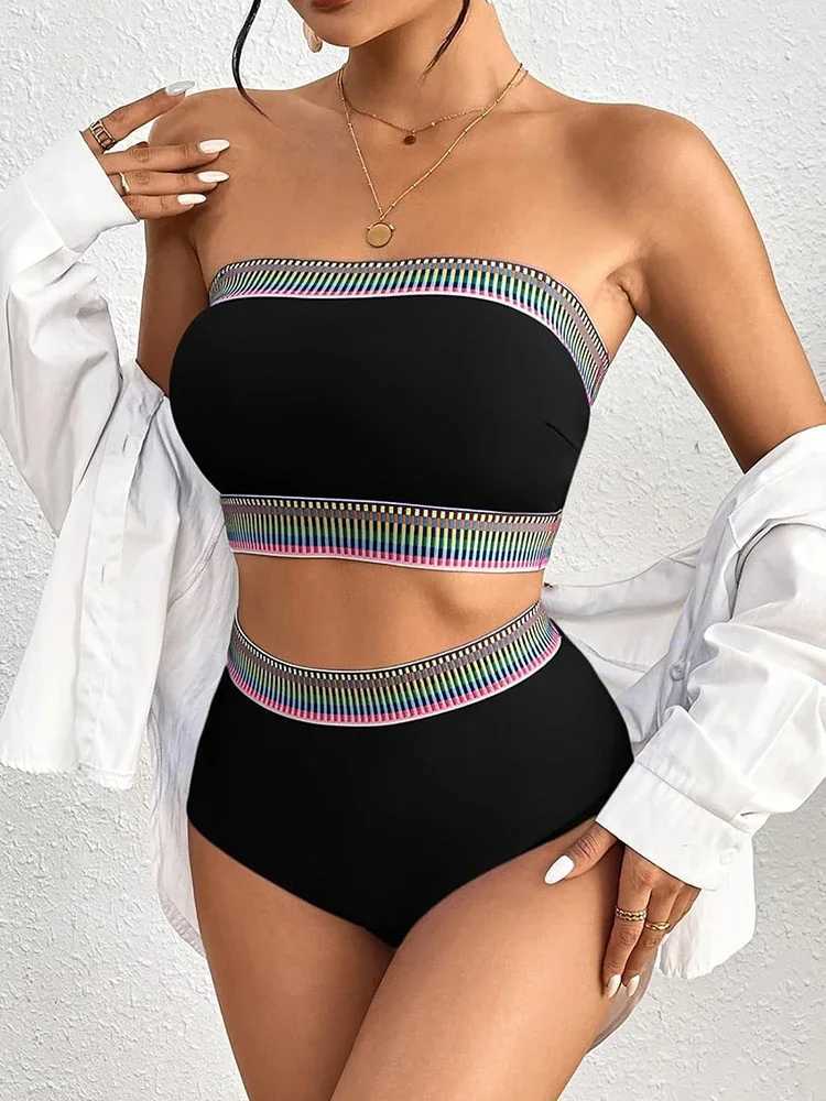 Two Piece Swimsuit Bikini 2025 Women High Waist Swimwear Brazilian Bikini Set Sexy Thong Bathing Suit Female Summer Beach WearXJ250624