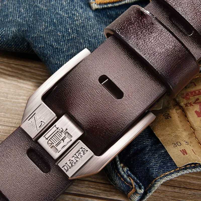130CM Leather Cowhide Mens Belt Fashion Metal Alloy Pin Buckle Adult Luxury Brand Jeans Business Casual Waist Male Strap Brand W250625