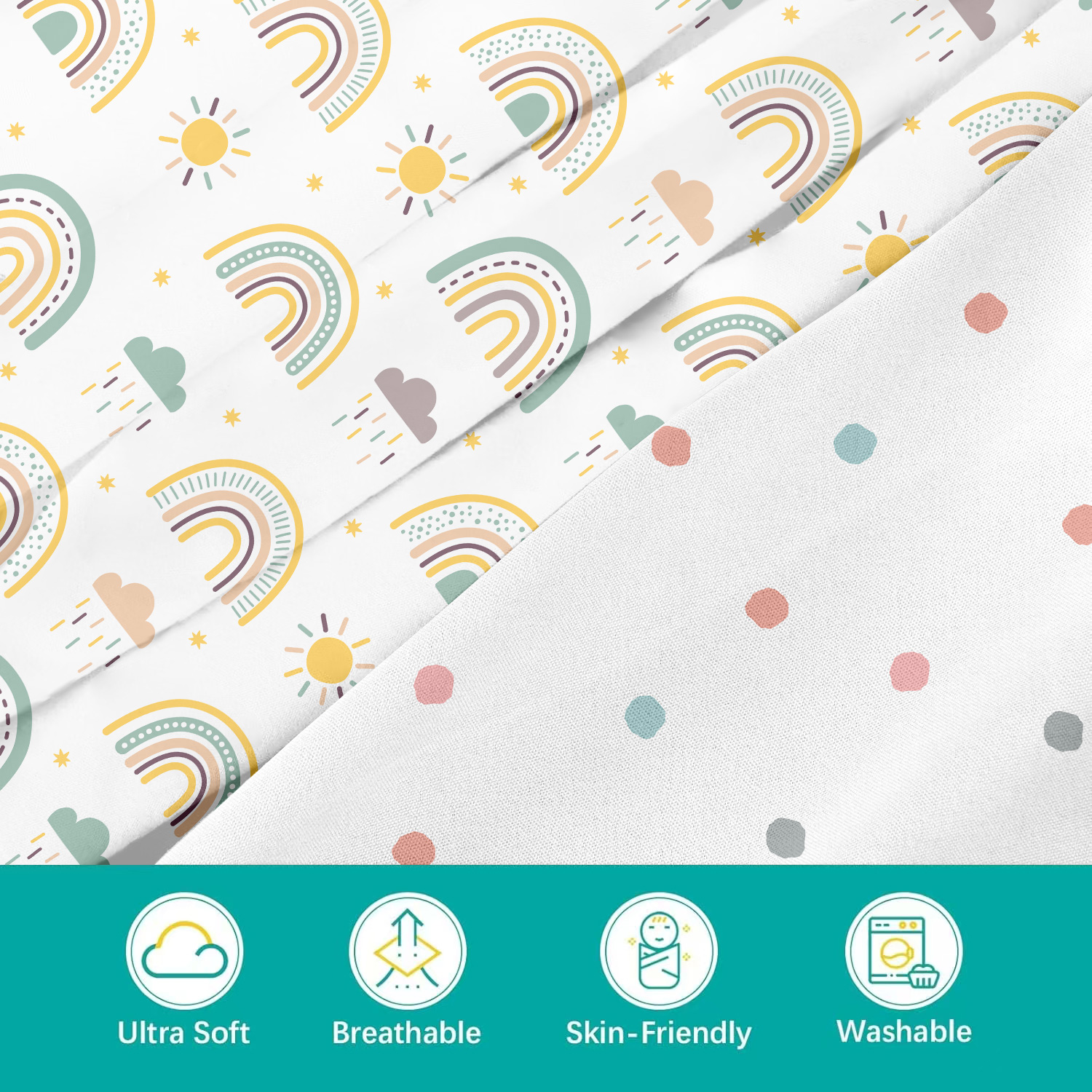 Breathable Organic Material Twin-Pack Napkin Sets Ideal Fit For Infant Cot Frames