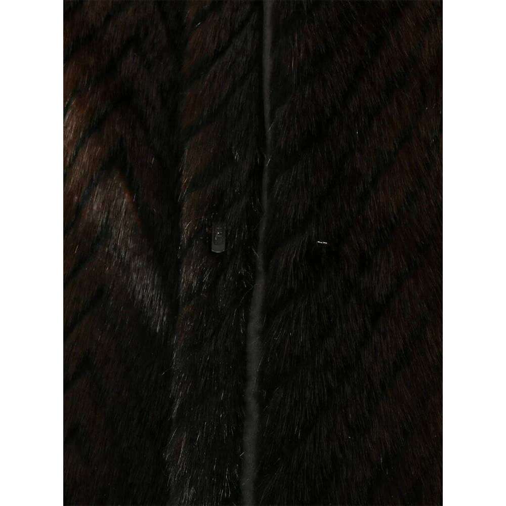 Nerazzurri Winter Extra Long Thick Warm Elegant Striped Fluffy Faux Mink Fur Coat Women Stand Collar Maxi Overcoat 2022