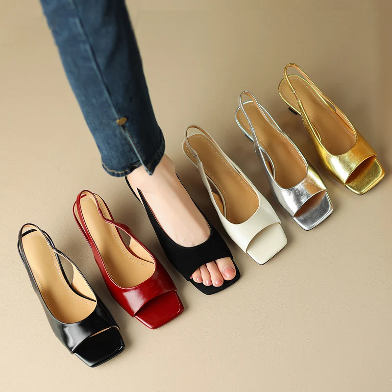 Summer Peep Toe Women Sandals Fashion Slip On Dress Singbacks Pumps Womens Evening Party Sandalias 250624