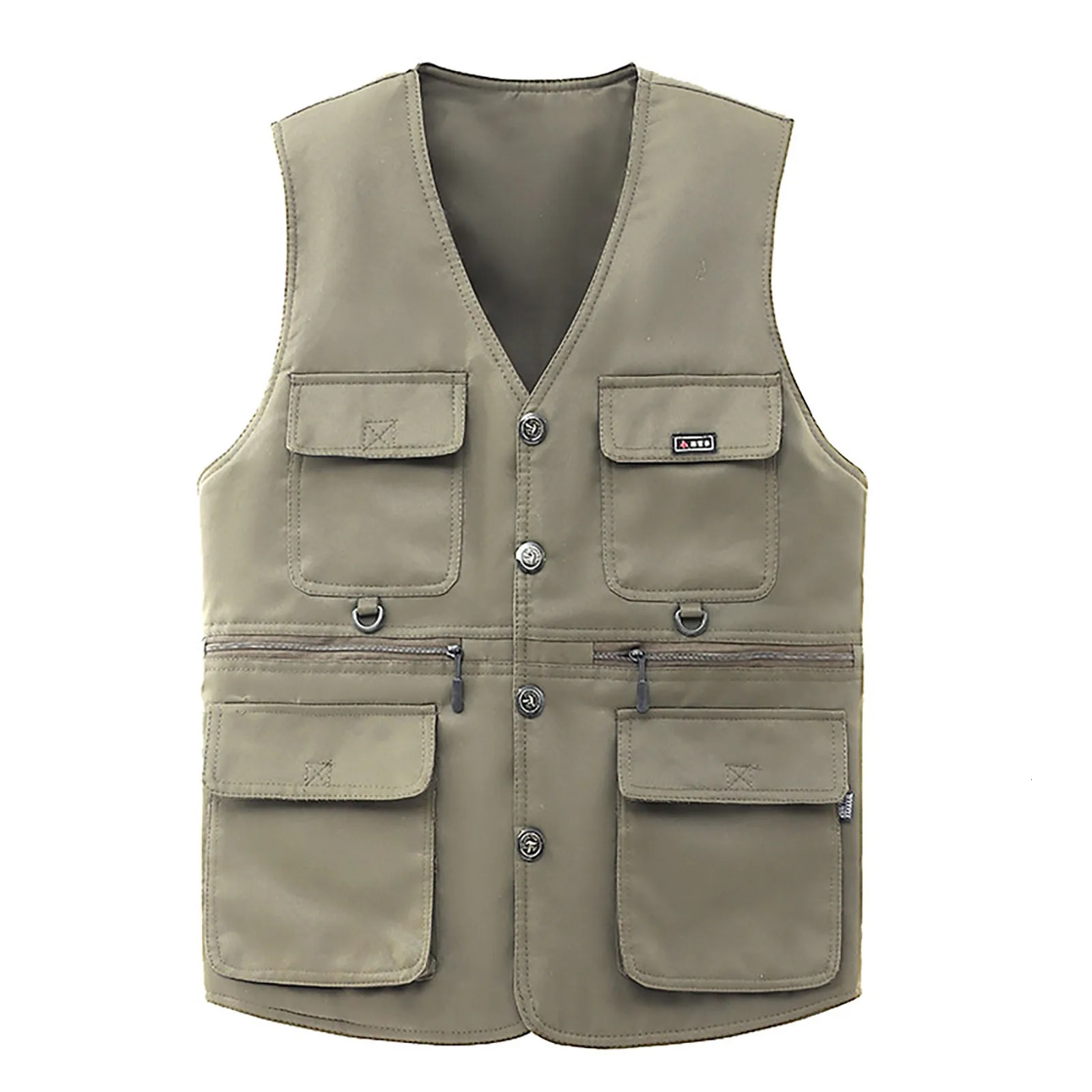 Sleeveless Vestes Jacket For Man Multi Pocket Vest V Neck Casual MenS Waistcoat Button Outdoor Sports Coat Jackets Chalecos 250618