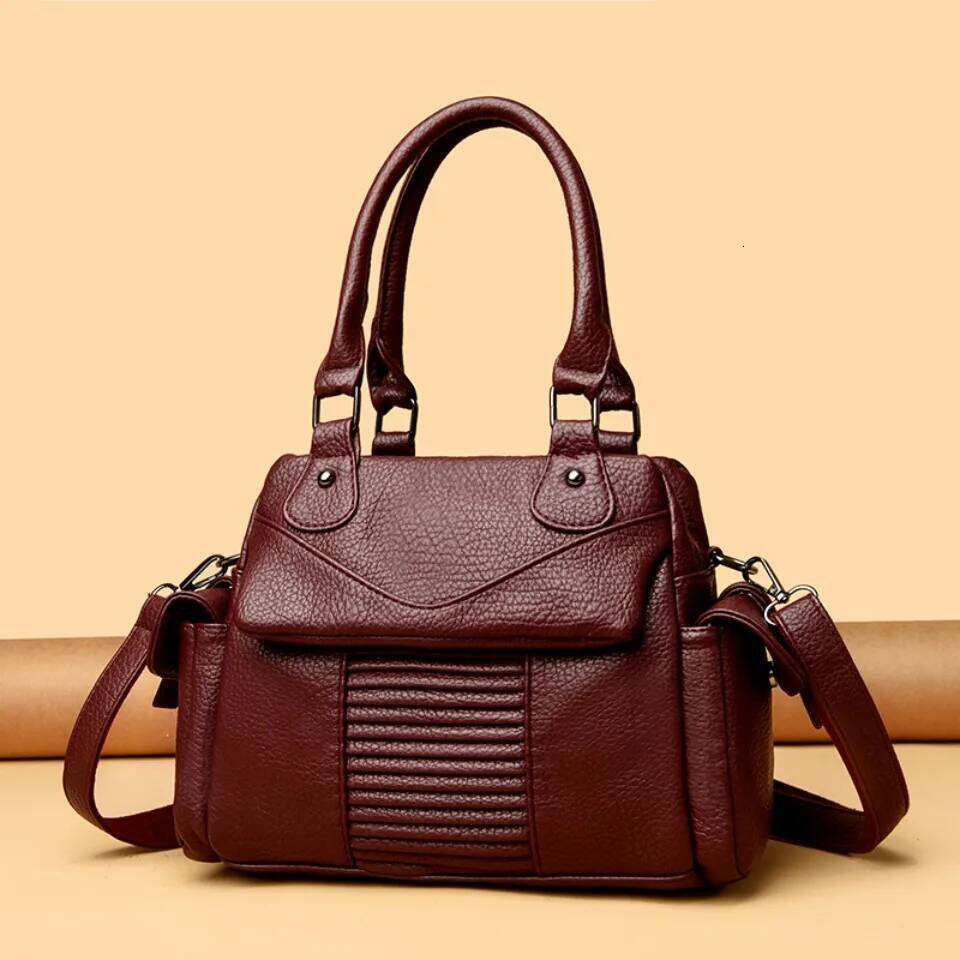 Two-Layers Ladies Casual Tote Hand Bag Leather Handbags Designer Daily Commuting Shoulder Bags For Women Mother Sac