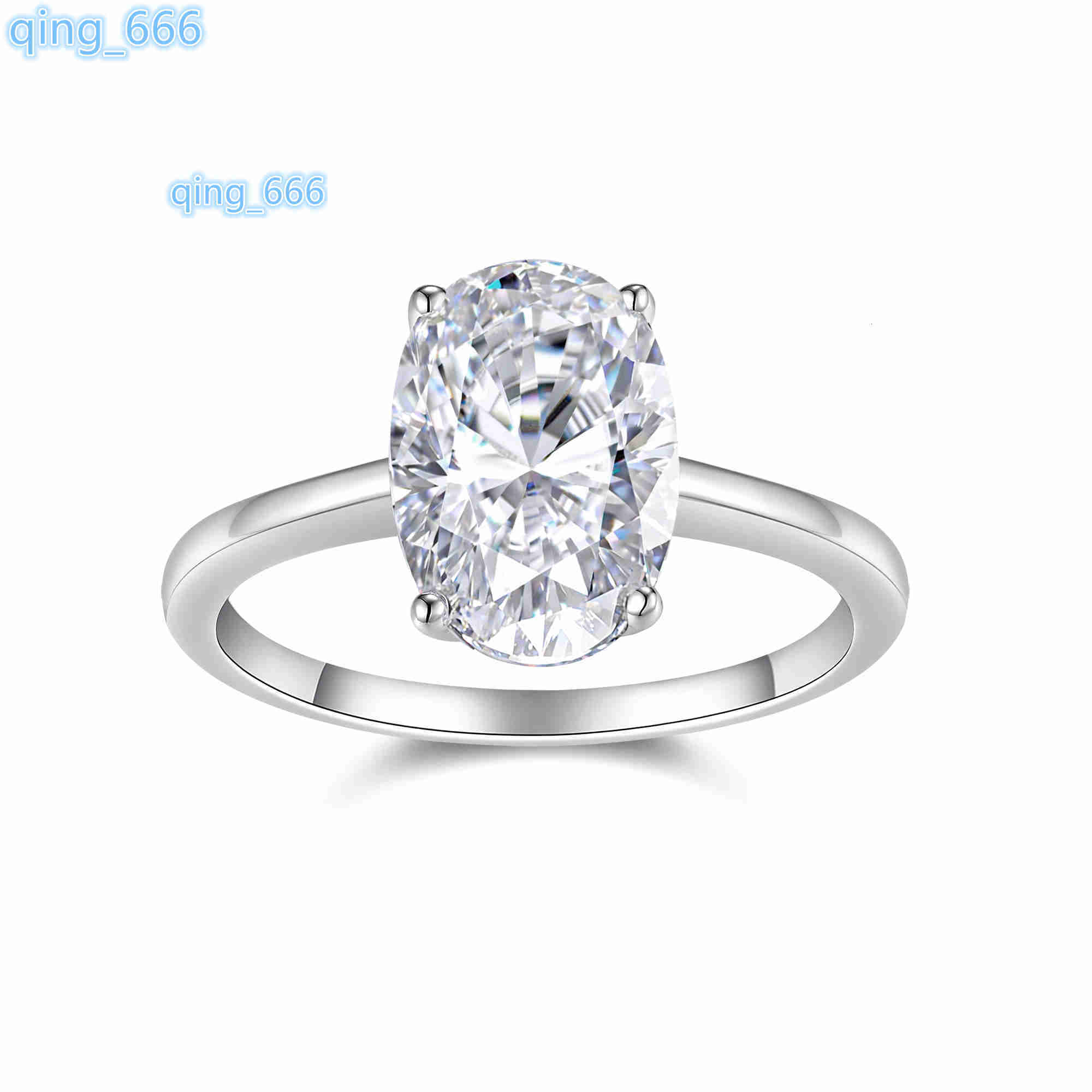 S925 Silver High Luxury 8*12mm Oval Egg-shaped D Color VVS1 Moissanite Female Ring Exquisite Sense High-end Ins Style