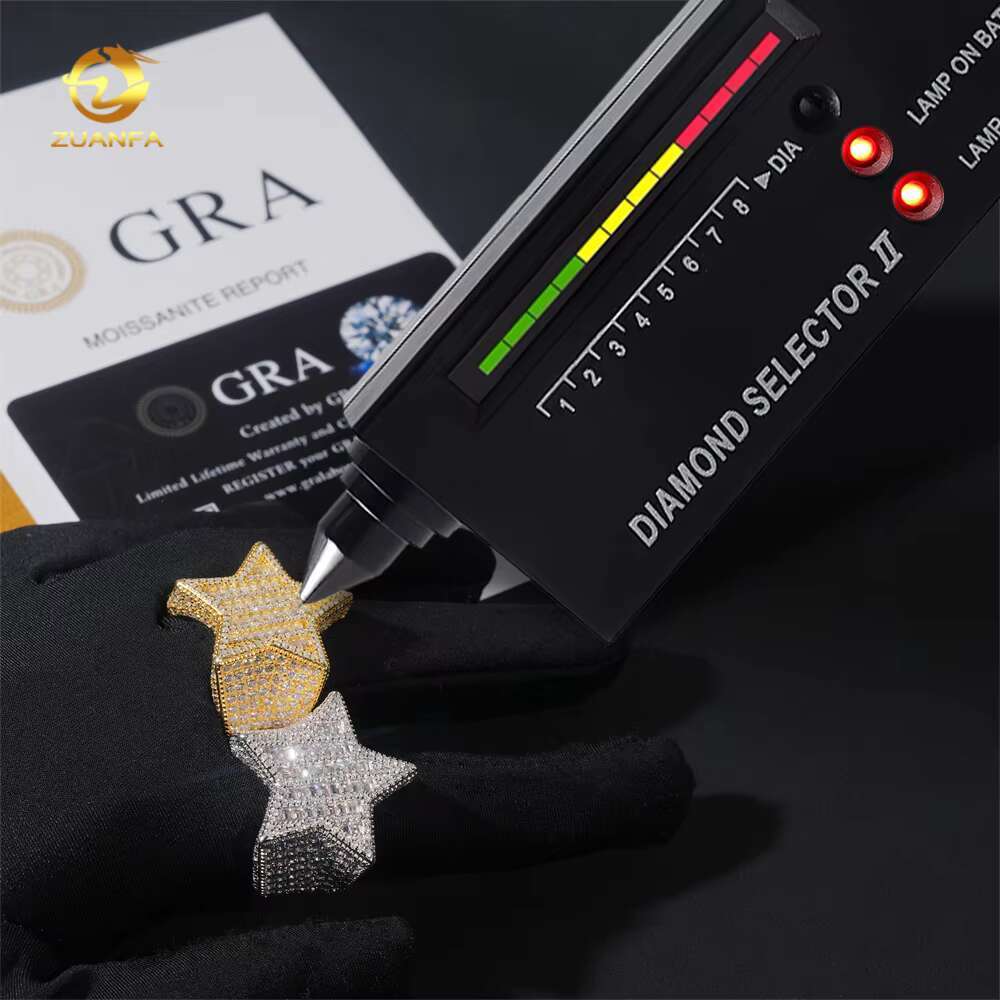 Luxury Fine Jewelry 925 Sterling Silver VVS Baguette Moissanite Diamond Men Rings Hiphop Bling Iced Out Star Ring