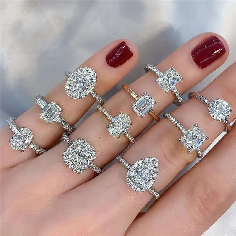 Pass Diamond Tester 10k Real Gold Engagement Ring Jewellery Fancy Cut Vvs1 Crushed Moissanite Women Wedding Band Ring