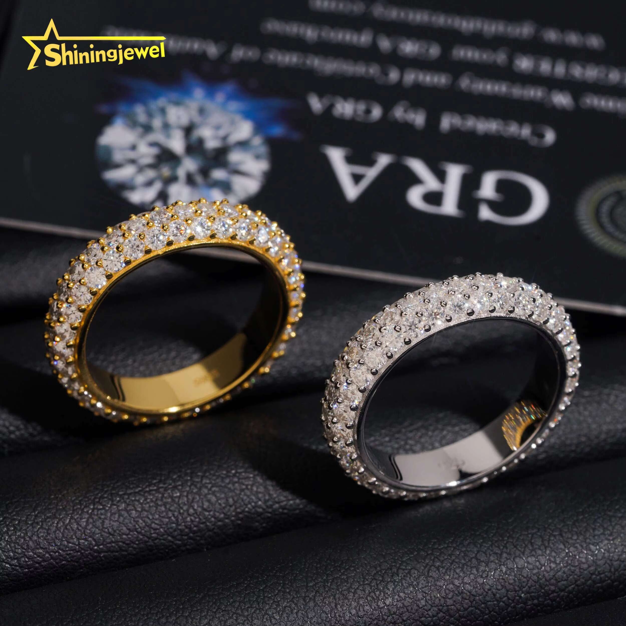 Luxury Silver Jewelry Moissanite Eternity Band Diamond Engagement Ring Wedding Rings 925 Sterling Sliver Jewelry