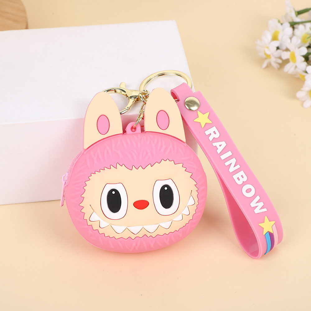 Free Shipping 2025 New Designer Bag Labubu Cartoon Keychain Silicone Bag Couple Storage Bag Children's Toy Coin Purse Gift Pendant Wholesale