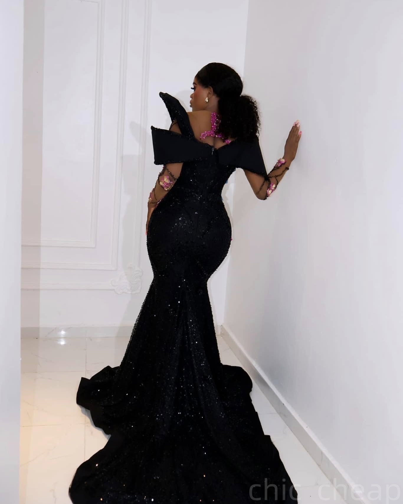 Black Mermaid Prom Dresses 2025 Crystals Beaded Sequined Luxurious Evening Formal Party Second Birthday Engagement Gowns Plus Size Dress For Special O