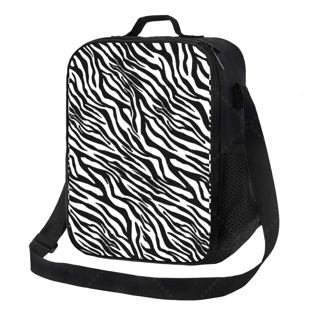 Zebra Stripe Lunch Bag for Women Portable Thermal Insulated Lunch Box Picnic Multifunction Food Tote 250624