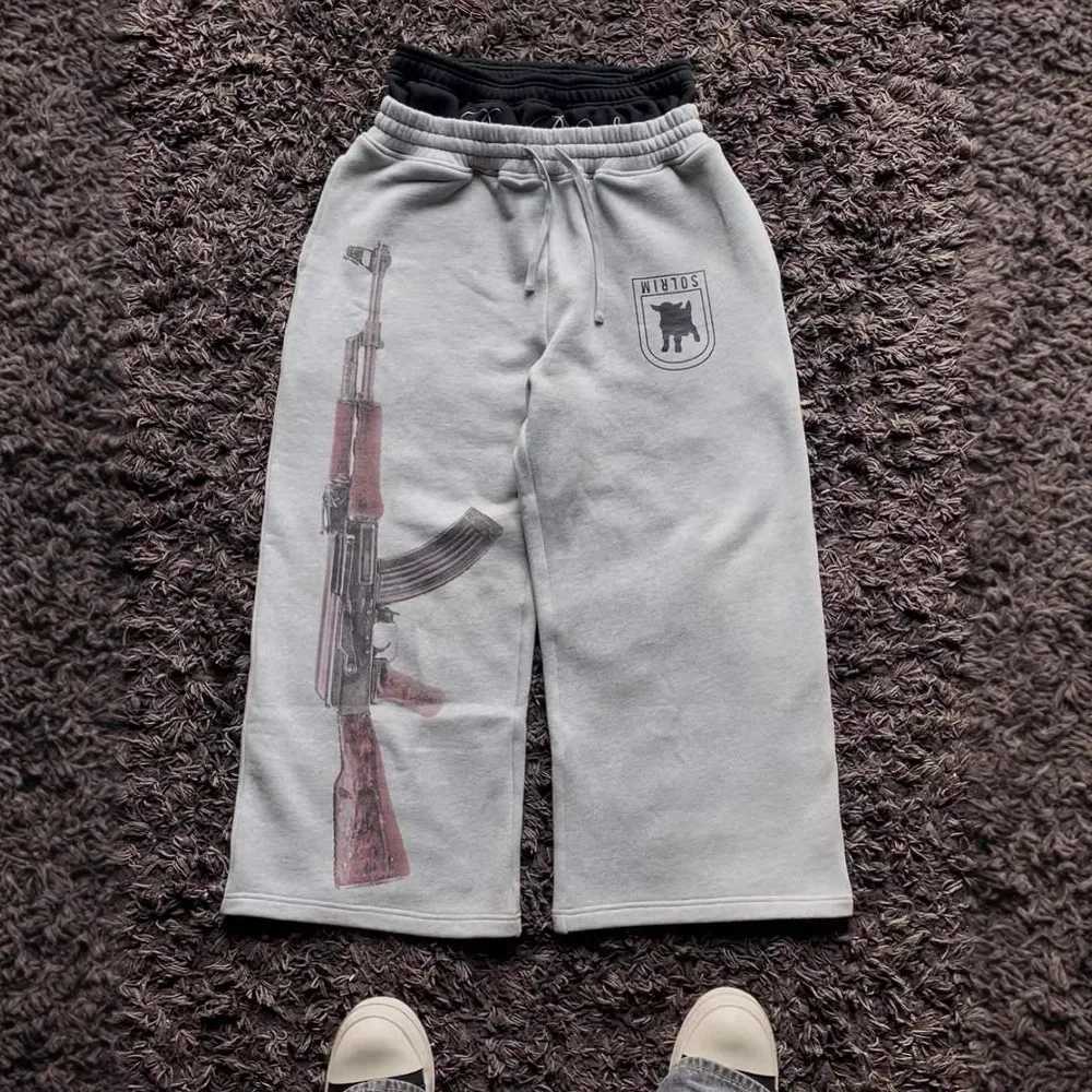 European and American double waist embroidery street folding couple sweatpants 2025 autumn new X250625