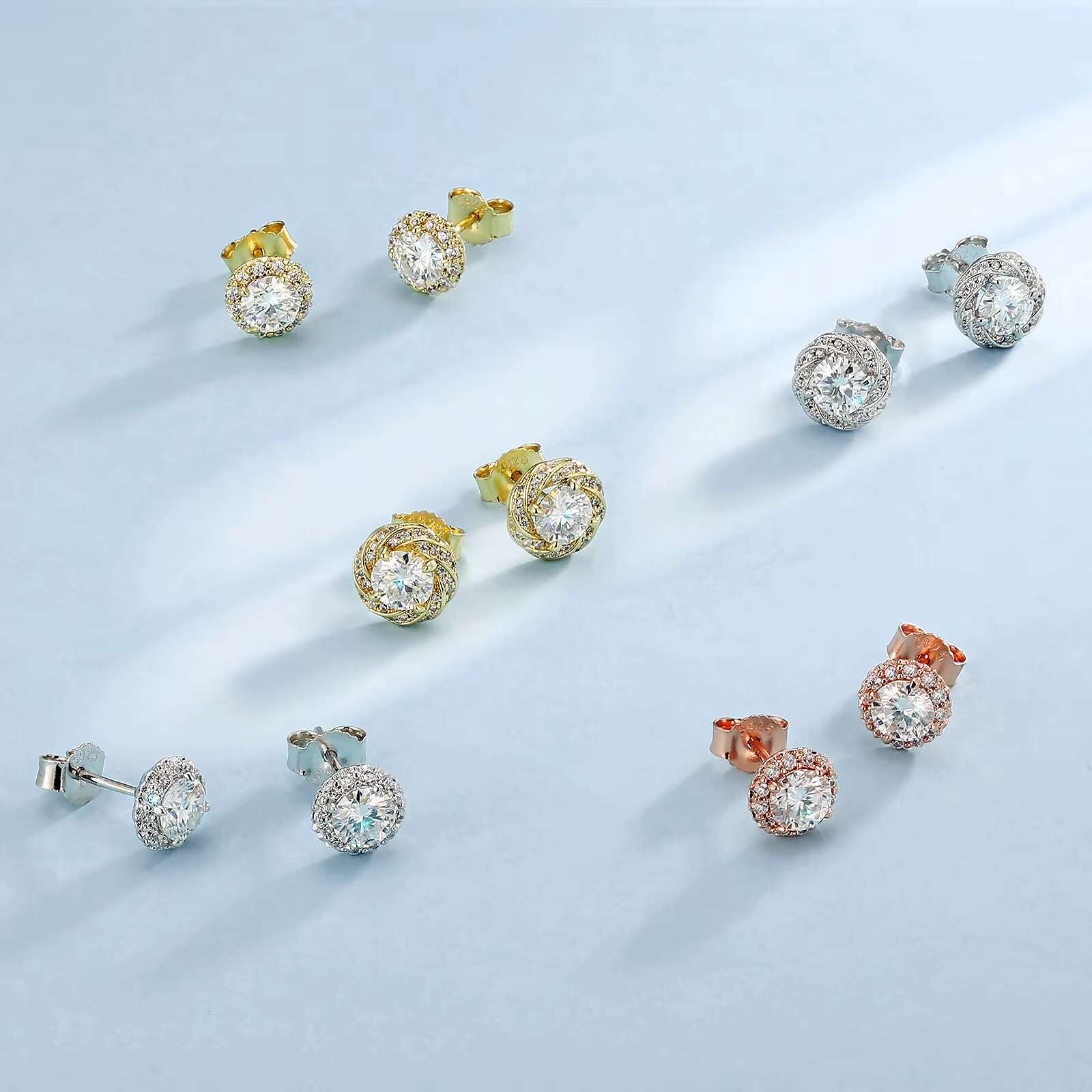 Moissanite Halo Earring Stud Women Men Iced Out Round Cut Diamond S925 Silver 14K Gold Plated VVS1 Diamond Fine Jewelry Earring