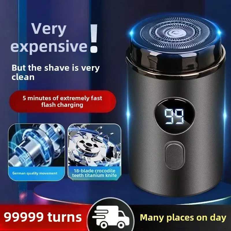 Mens mini razor car portable digital display rechargeable waterproof wet and dry razor for men women travel home essential razor W250625