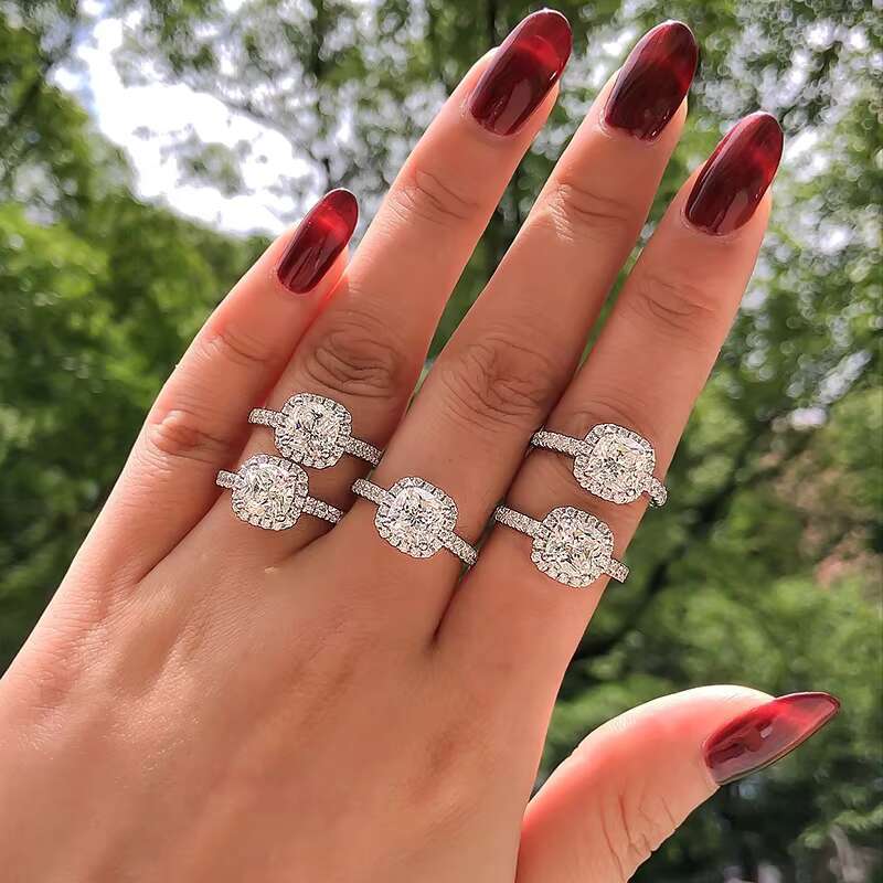 Hundred Match No Color Loss Wedding S925 Sterling Silver High-end Moissanite Diamond Ring