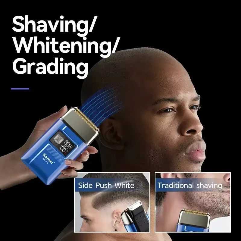 Kemei KM-1112 USB Charging IPX5 Waterproof Shaver 2 in1 Mens Rechargeable Electric Beard Razor Floating Forward Shaving Machine W250625