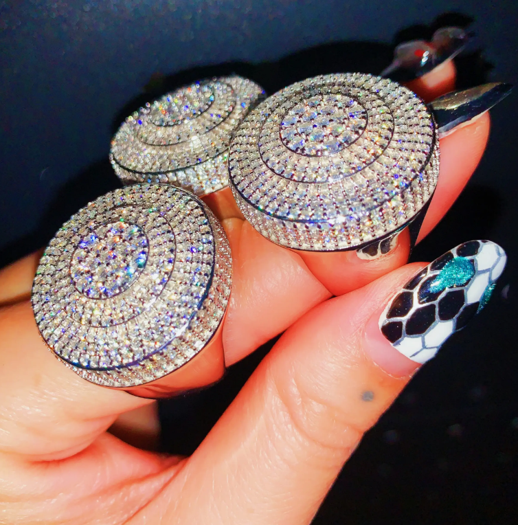 Big Designs Luxury Men's Hip Hop Jewelry Moissanites Iced Out Ring Silver Sterling Jewelry Men's Diamond Ring