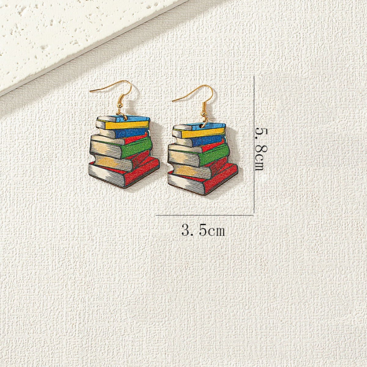 SHEIN Hot Selling 3D Textbook Wooden Back-to-School Season Teacher Student Gift Book Earrings High-end