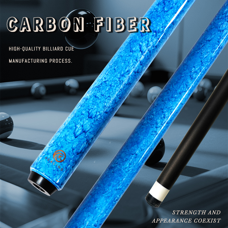 OKHEALING Quicksand Blue 1/2 Split Billiard Cue Carbon Fiber Billiard Stick 12mm Pigskin Tip Radial Pin Joint Pool Cues Carbon Carom Cues Professional