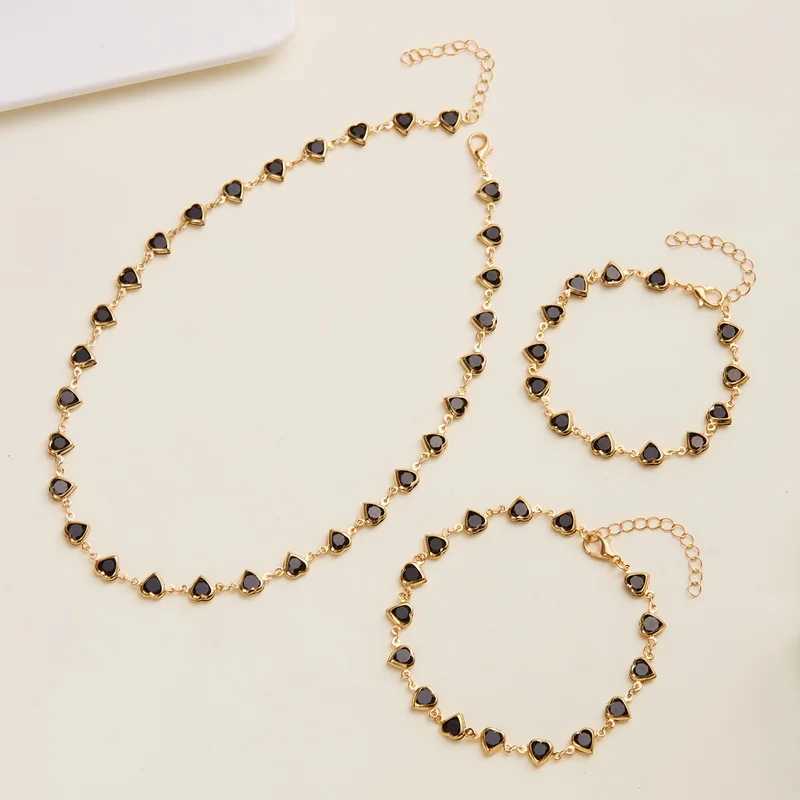 Trendy Red ry Pendant Bracelet Set for Women Exquisite Zircon Bracelet Anklet Necklace Wedding Jewelry Girl Party Gift X250625