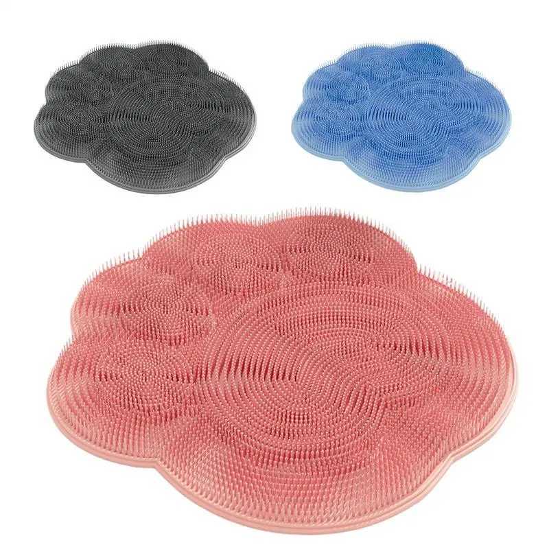 Shower bath massage mat Silicone Shower foot back brush Wall mounted bathroom Scrub Washer mat with Non-Slip suction cup R250625