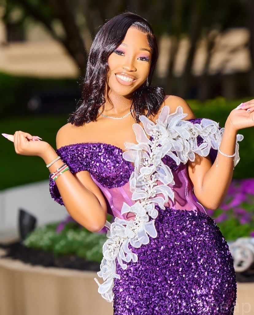 Purple Mermaid Prom Dresses 2025 Sequined Florals Pearls Evening Formal Party Second Birthday Engagement Gowns Plus Size Dress For Special Occasions