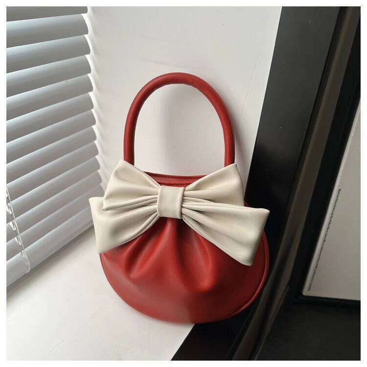 New Round Handbag for Girls in Autumn The Bow Crossbody Is Fashionable and Versatile Pleated Women's Bag Trend