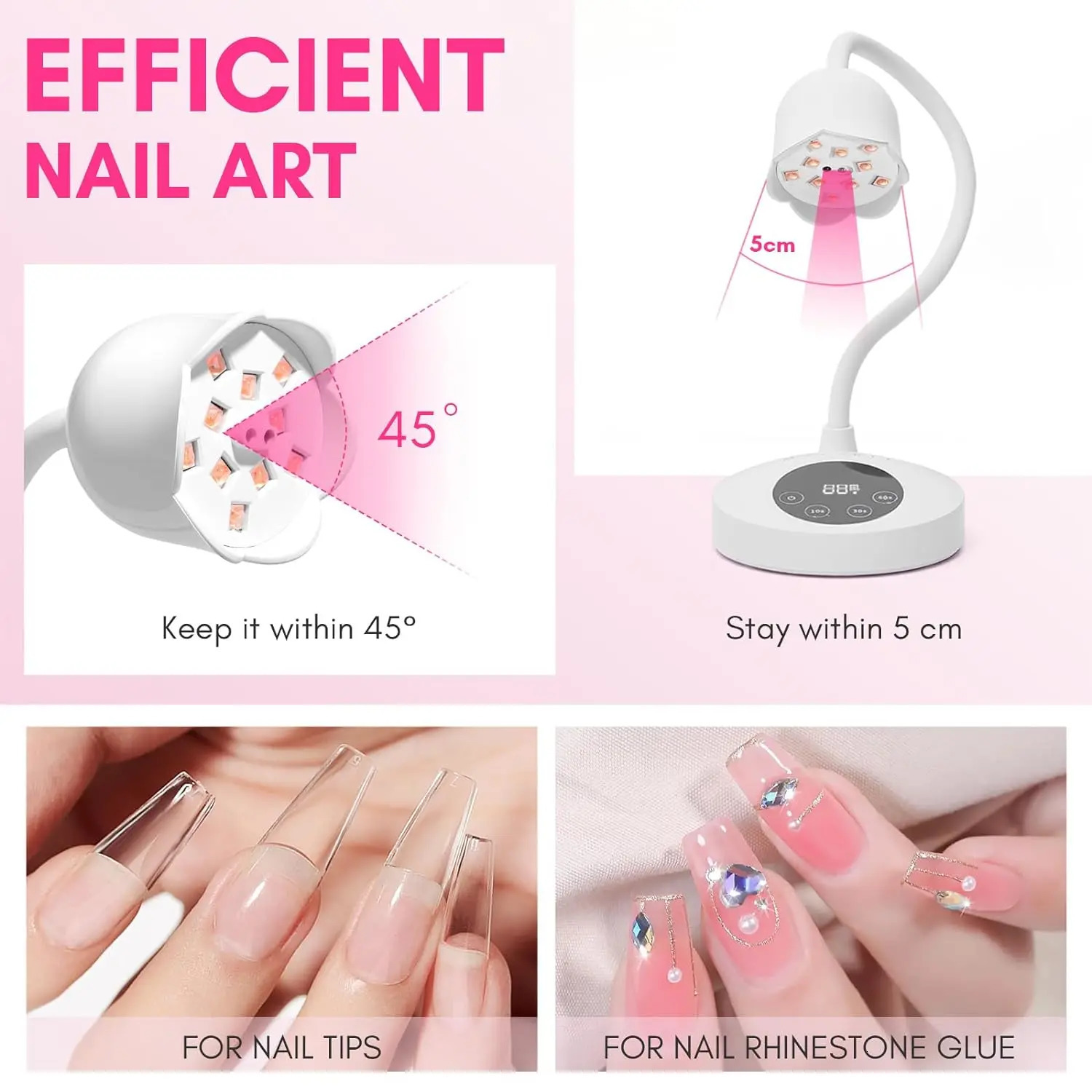 Makartt UV Nail Lamp Rechargeable LED Light for Gel Polish Rhinestone Glue Fast Curing 30S/60S Minicure Dryer with 4 Timers 250625