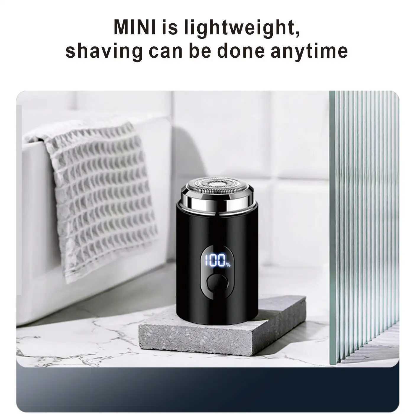Mini High-Speed Shaver Mens Portable Shaver USB Charging Type-C Fast Charging Intelligent Battery Display Light and Thin Shaver W250625