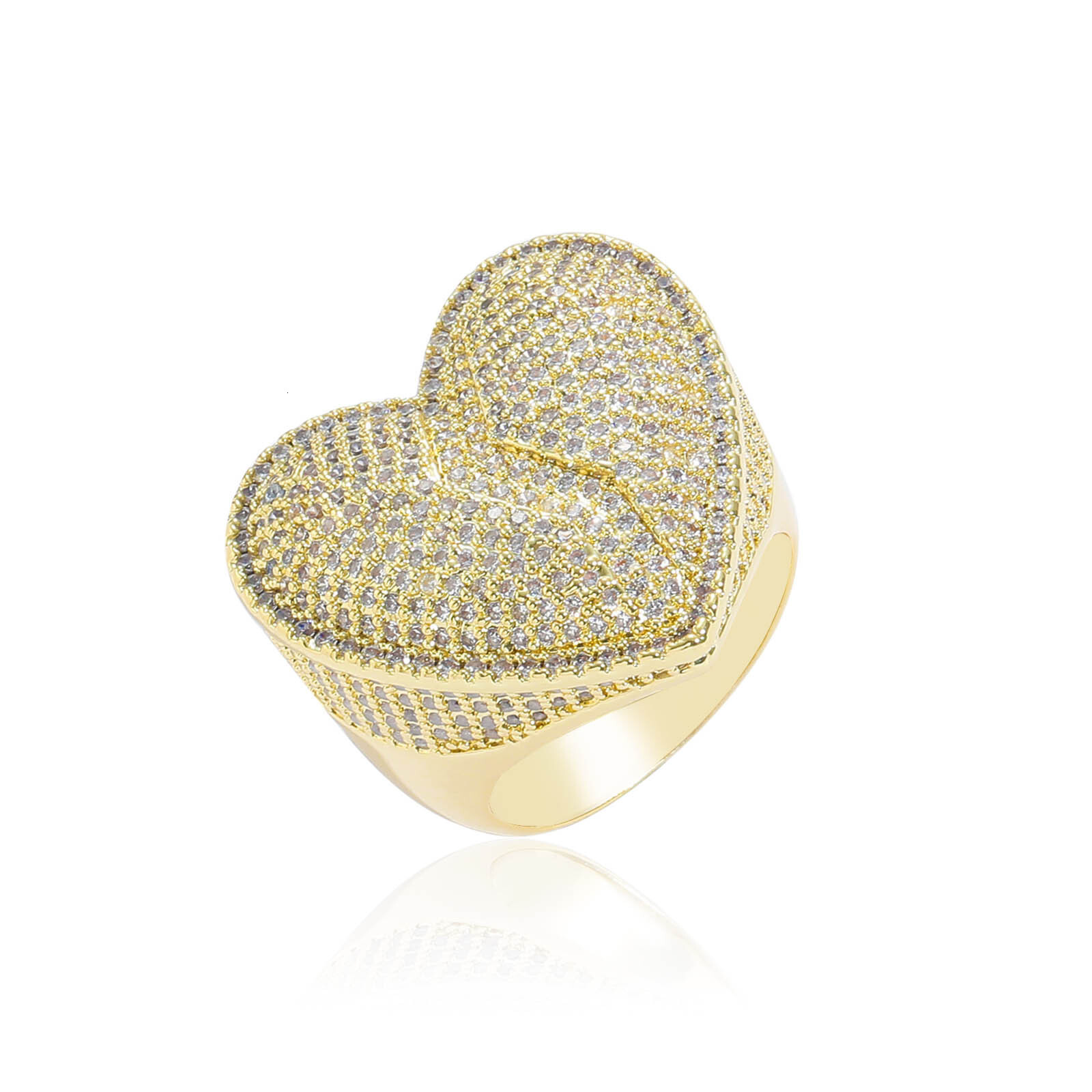 New Luxury Moissanite Love Broken Heart Ring Individual Trendy Hip Hop Heart Diamond Jewelry Passes the Diamond Tester