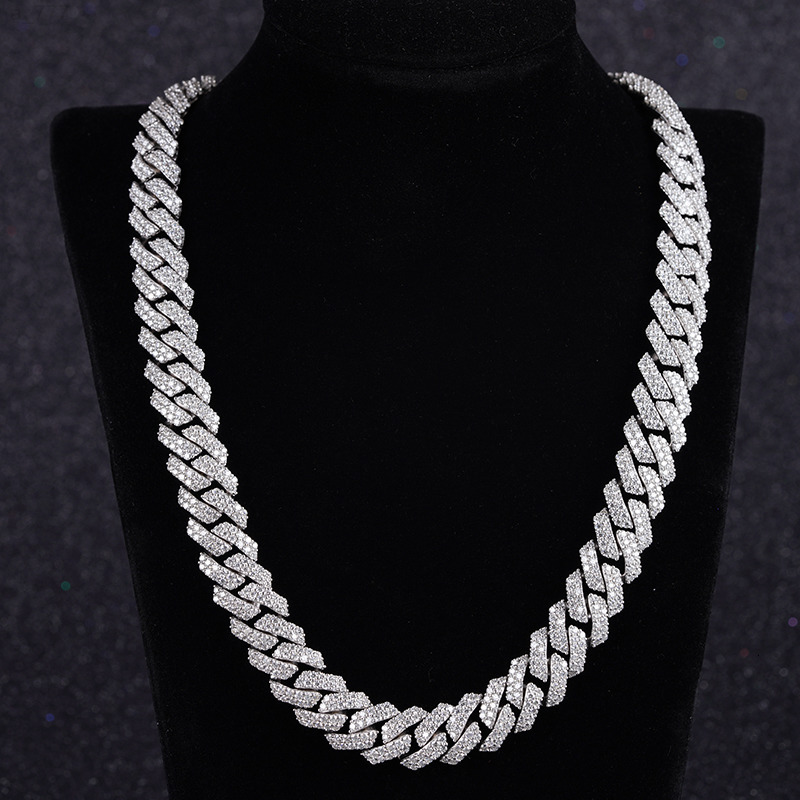 Diamond Cuban Chain S925 Sterling Silver Moissanite Cuban Link Chain Cuban Necklace