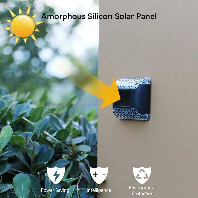 Solar Wall Lamp Auto On/Off with Amorphous Silicon Panel LED Garden Lights for Fence Pathway XJ250624
