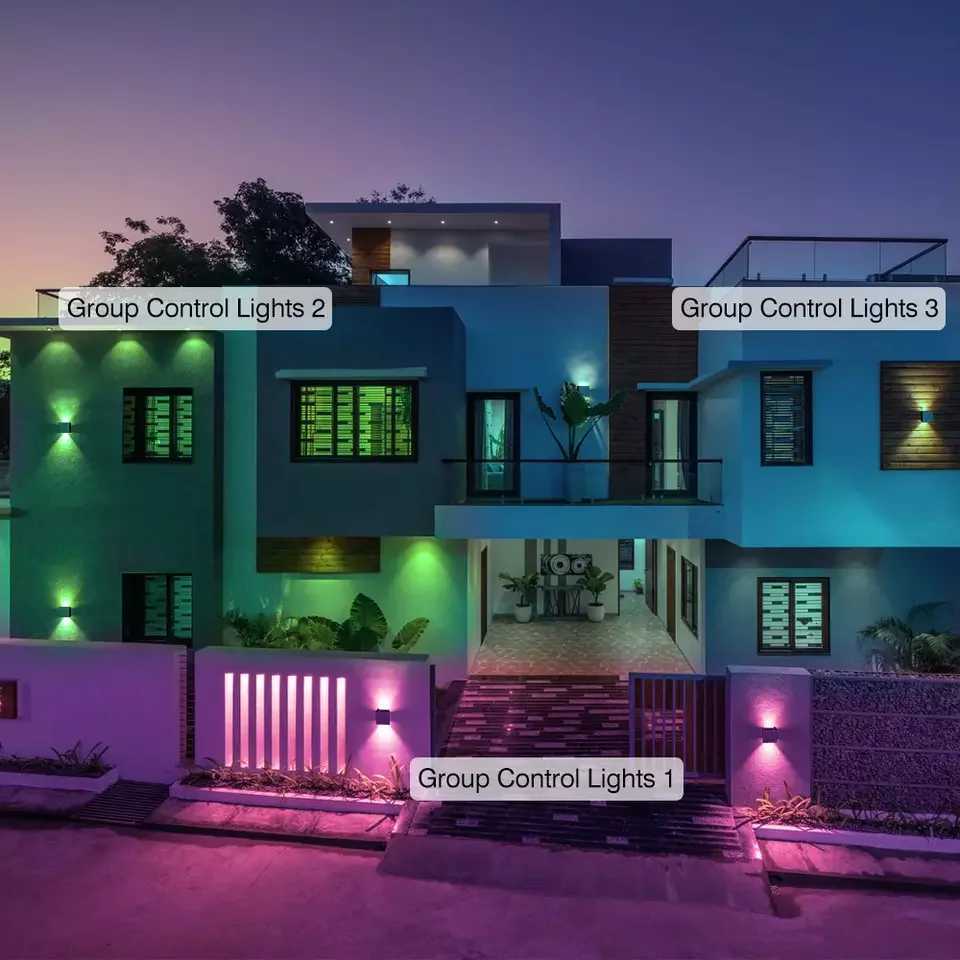 Smart Outdoor Lights Color Changing RGB+ 2700K-6500K Square Aluminum Waterproof Rustproof App Control Up and Down LightsXJ250624