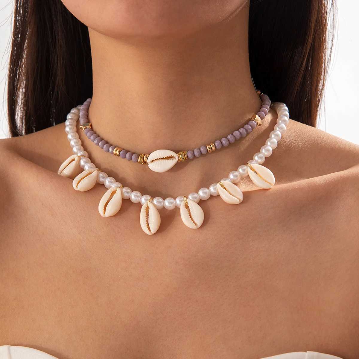 Tocona Bohemian Conch Beaded Starfish Personality Pendant Necklace Suitable For Womens Summer Beach Party Accessories Gifts V250625