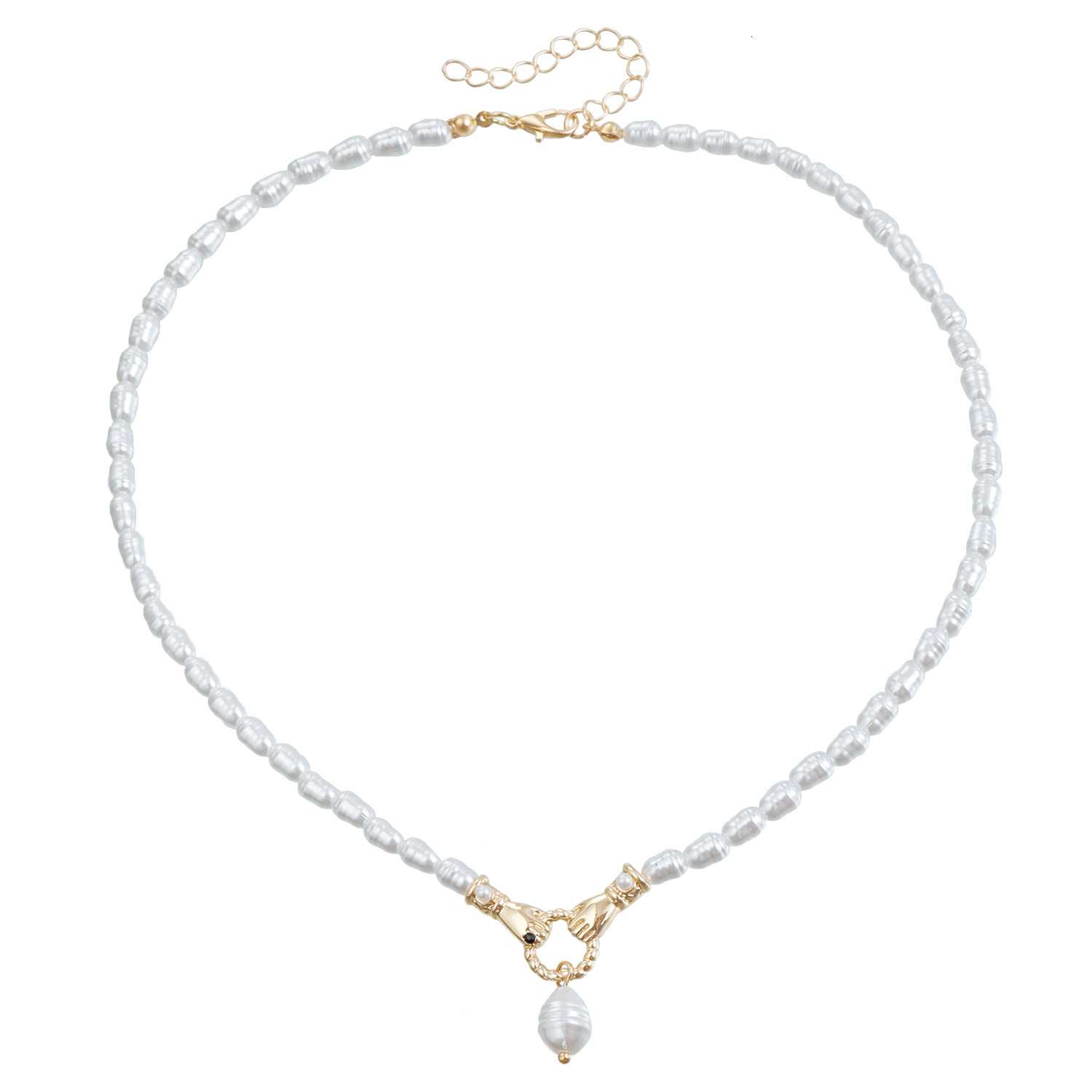 Jewelry Freshwater Pearl Baroque Handmade Beaded Women Handshake Pendant Fashion Versatile Necklace Jewelry for Women