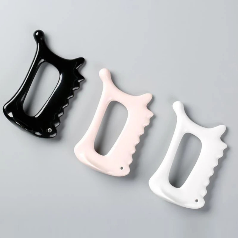 White Ceramic Scraping Board Facial Guasha Handheld Full Body Universal Type Acupoint Massager Lymphatic Drainage Massager 250625