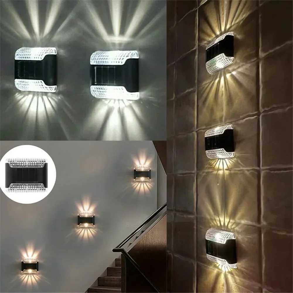 4pcs Solar Garden Lights Stair Lights Outdoor Deck Step Railing Wall Patio Garden Stair Yard Driveway Path Light 2025 Ramadan XJ250624