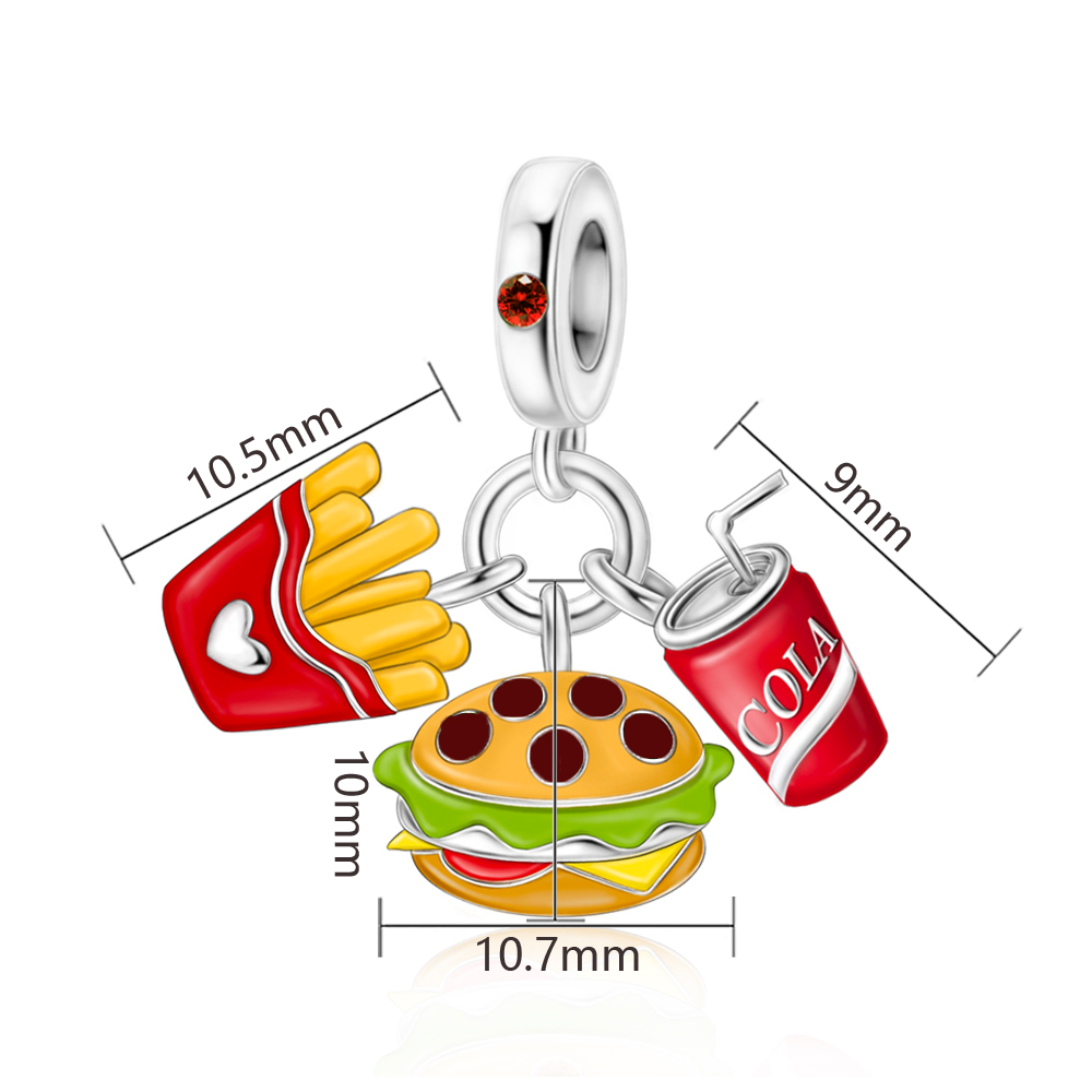 FewDook 2025 New Summer Juice Red Wine Series Wine Glass,Drink,Glass Cheers Dangle Charm Fit Pan Charms Fine Bracelet DIY Party Jewelry Designer for W