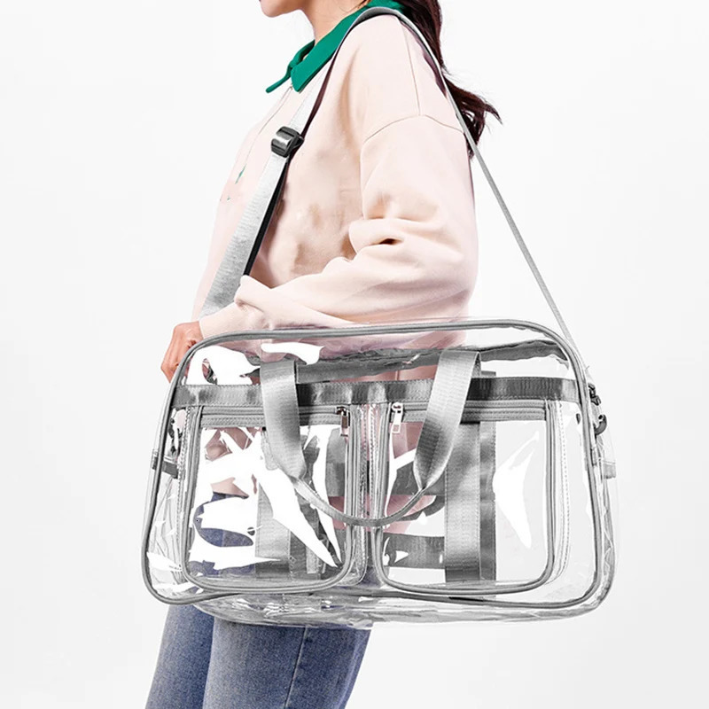 PVC Transparent Travel Duffle Bag Sports Portable Shoulder Crossbody Bags Outdoor Hikking Swimming Clear Shopping Tote Handbag 250624