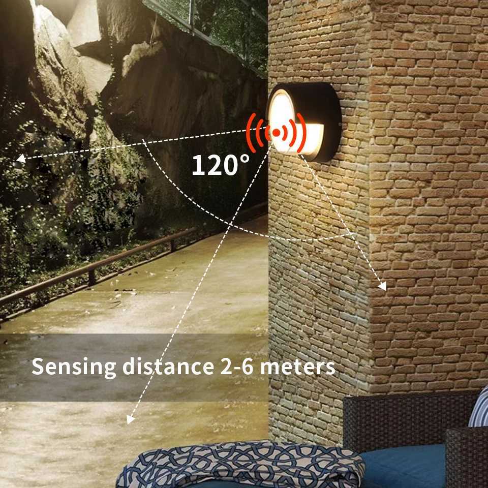 LED Wall Lamp 6W 12W Modern Motion Sensor Indoor/Outdoor Wall Light AC85-265V Waterproof IP66 For Garden Street Decoration XJ250624