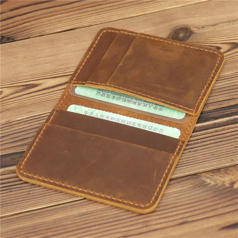 Mens Card Holder Wallet Leather Minimalist Small Thin Purse Slim Mini Credit Card Bank ID Card Holder Wallet 250624