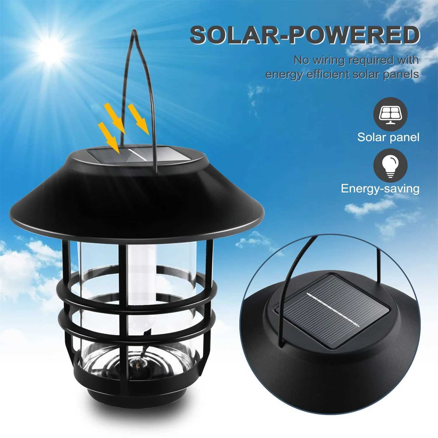 Solar Wall Lantern Outdoor Flickering Flames Solar Sconce Lights Outdoor Hanging Lamps Wall Mount for Front Porch PatioXJ250624
