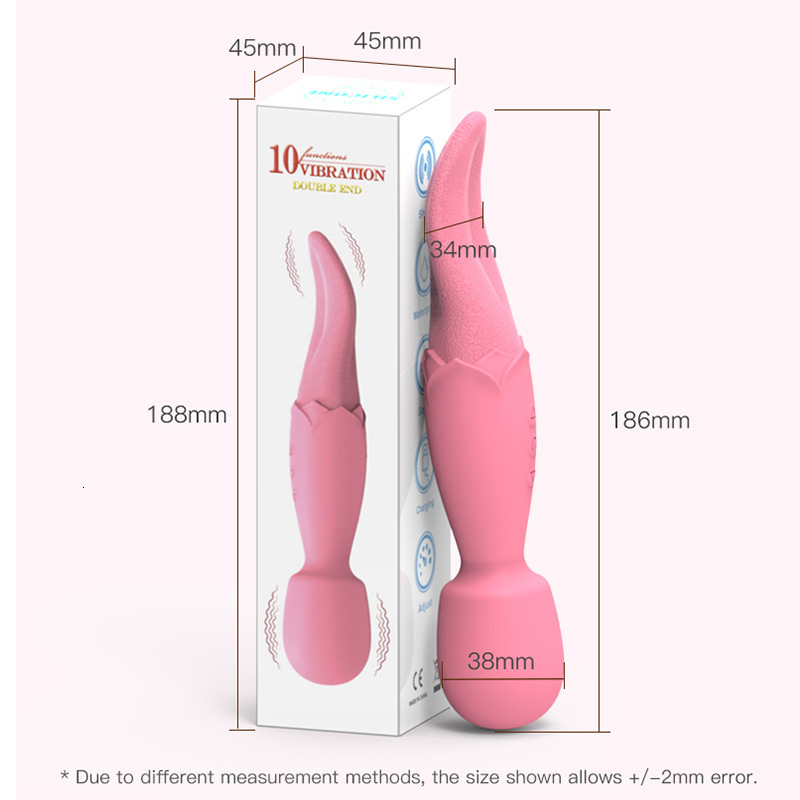 Adult Sex Toys Double-Ended AV Wand Tongue Licking Vibrator Massager for Women Masturbation Device