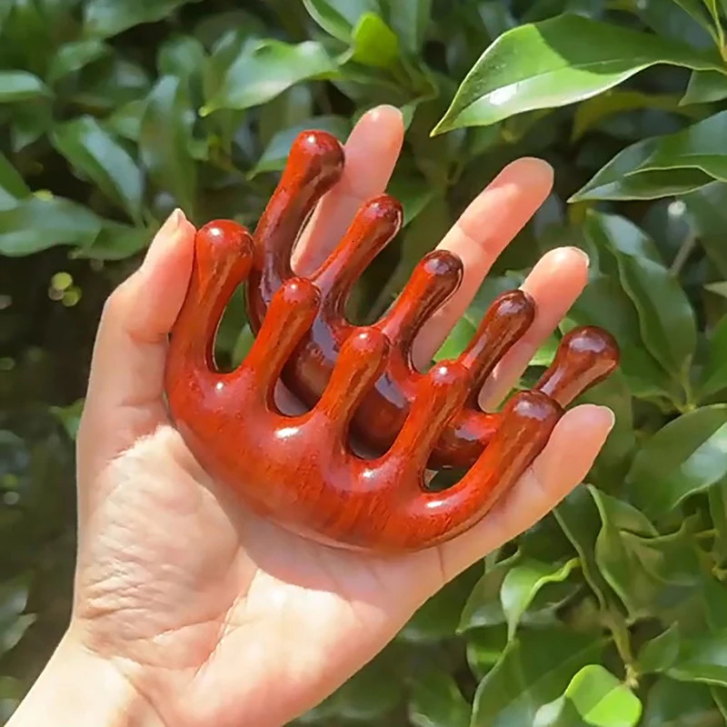 Sandal Wood Five Finger Meridian Massage Comb Wood Comb Head Scalping Body Neck Gua Sha Massager Tool Hair Health Care For Women 250625