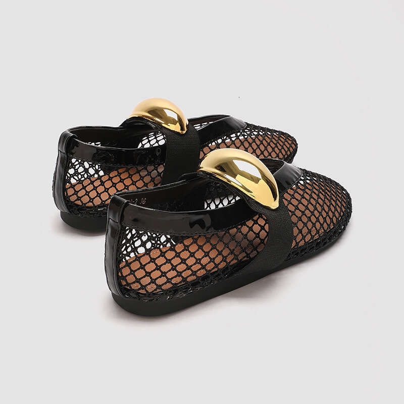 Baita Casual for Women 2024 New Genuine Leather Mesh One-Strap Comfortable Flat Ballet Shoes