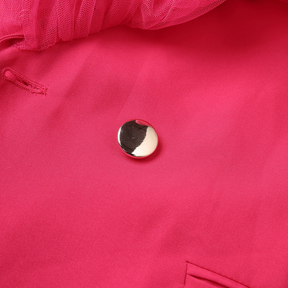 Women's Jackets European and American heavy industry design sense flower inlaid diamond splicing mesh collar suit autumn new style temperament lo