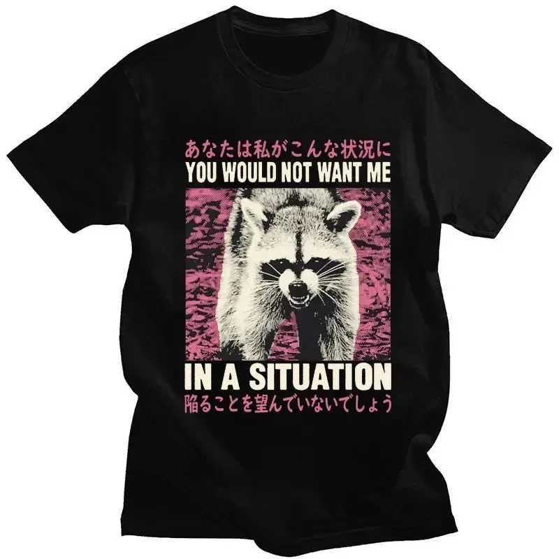 Japanese Style Dragon Raccoon Print T Shirt Harajuku Retro High Quality Cotton Short Sleeve Oversized Men Women Classic T-shirts XJ250625