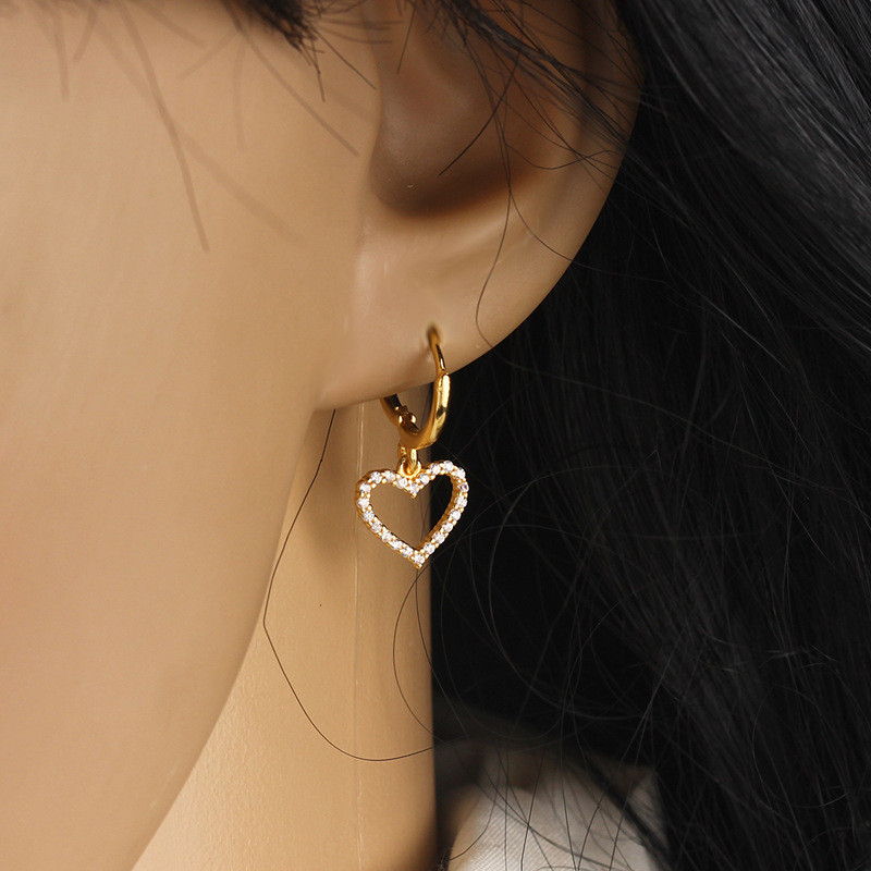 Choucong Ins Top Sell Sweet Cut Dangle Earrings Luxury Jewelry Pure 100% S925 Sterling Silver Pave White Moissanite Diamond Party Women Lover Heart Cl