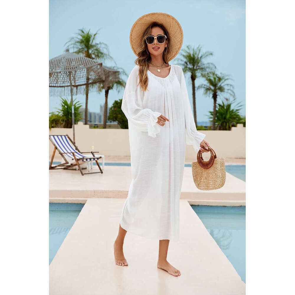 New Butterfly Dance Style Backless Kaftan Round Neck Deep V Large Open Back Bikini Cover-Up B5