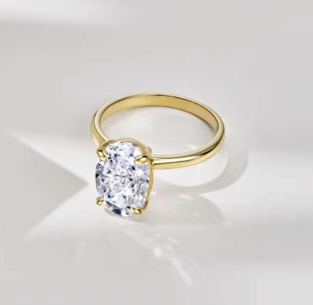S925 Silver High Luxury 8*12mm Oval Egg-shaped D Color VVS1 Moissanite Female Ring Exquisite Sense High-end Ins Style