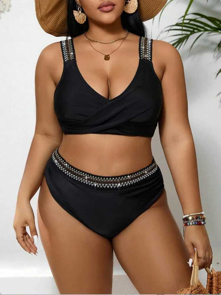 Plus Size Swimwear Women 2024 Bikini Set Two-Piece Woman Swimsuit Push Up Big Size Swimming Suit Beach Wear Bath Suits Monokini XJ250624